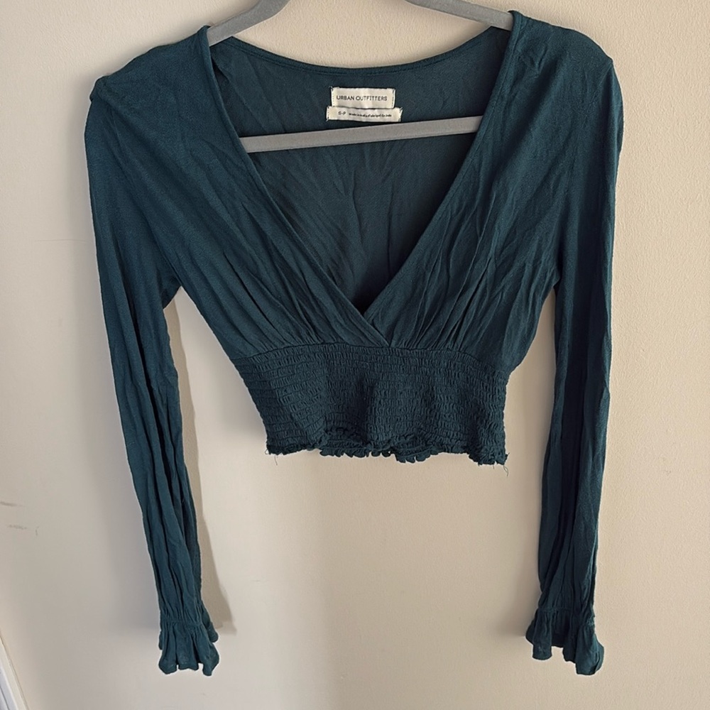 Urban Outfitters Emerald Longsleeve Crop Top